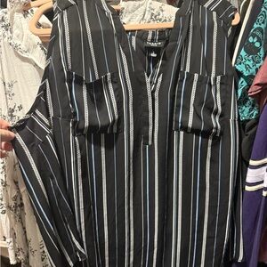 Torrid Black and Blue Striped Blouse
